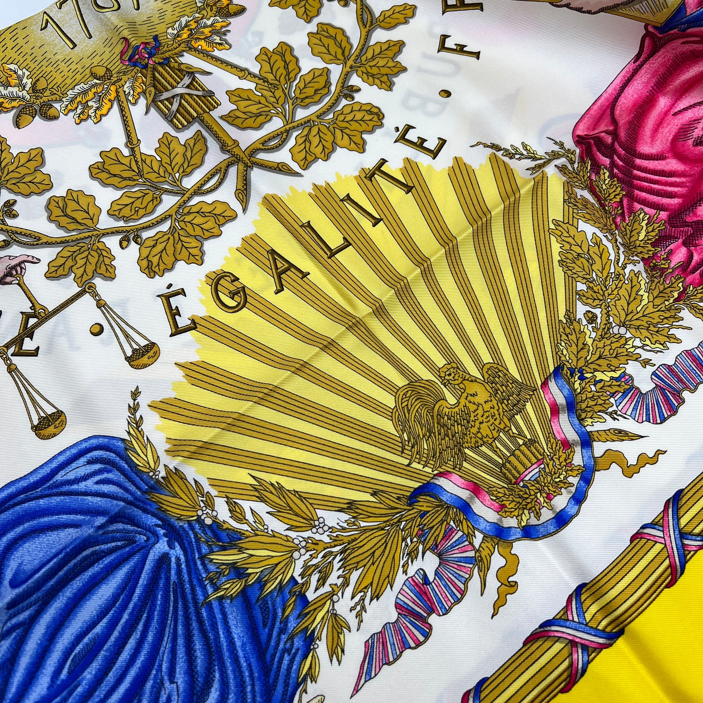 Hermes Carré 90 1789 The French Revolution Yellow Silk Scarf