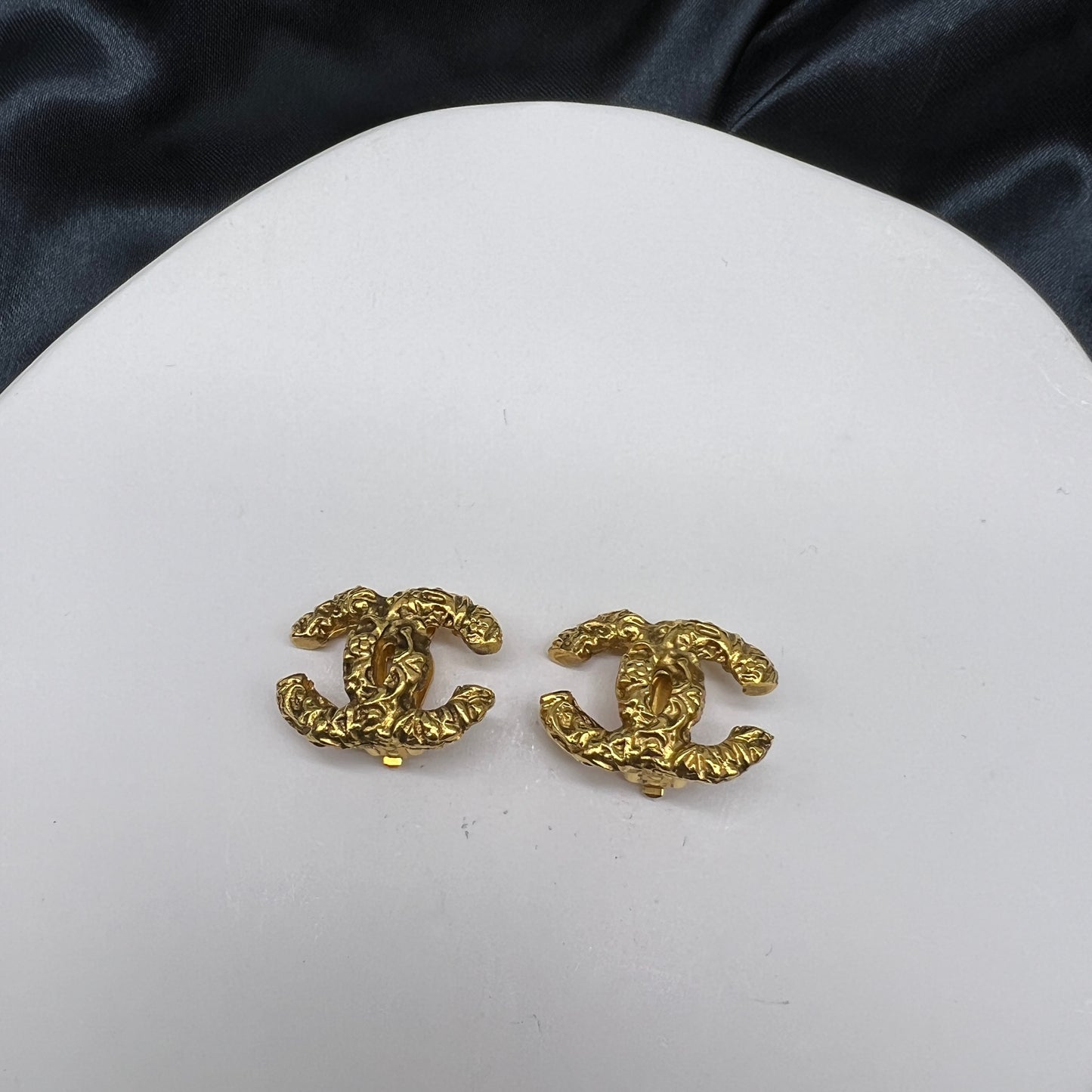 Chanel CC Logo Golden Clip-On Earrings