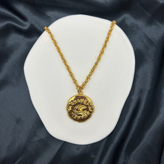 Chanel Handmade Vintage Gold Plate Necklace