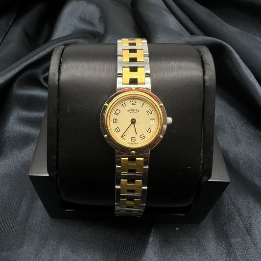 Hermes Clipper Ladies Watch With Golden H Bracelet With Date