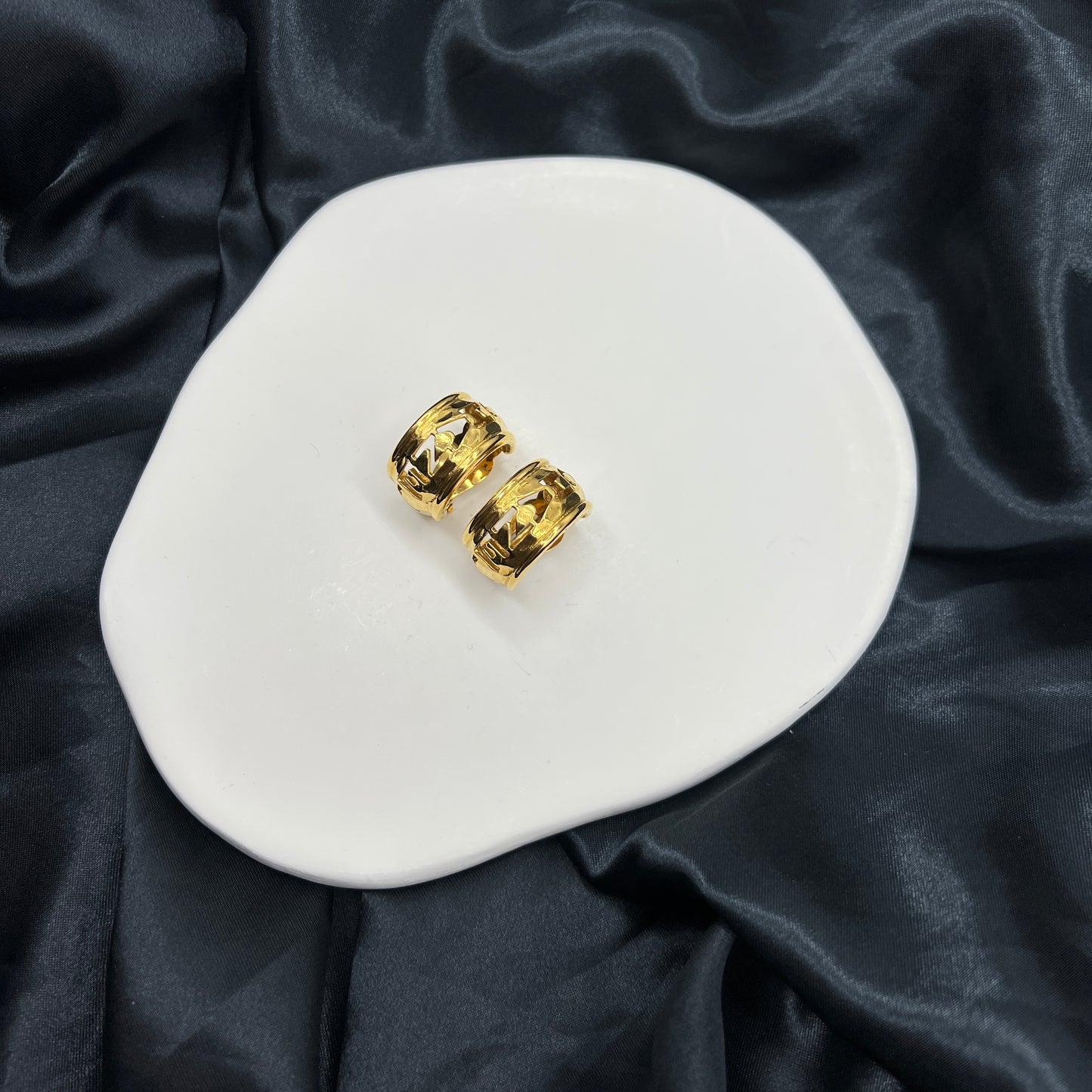 Chanel Vintage Logo Golden Clip-On Earrings