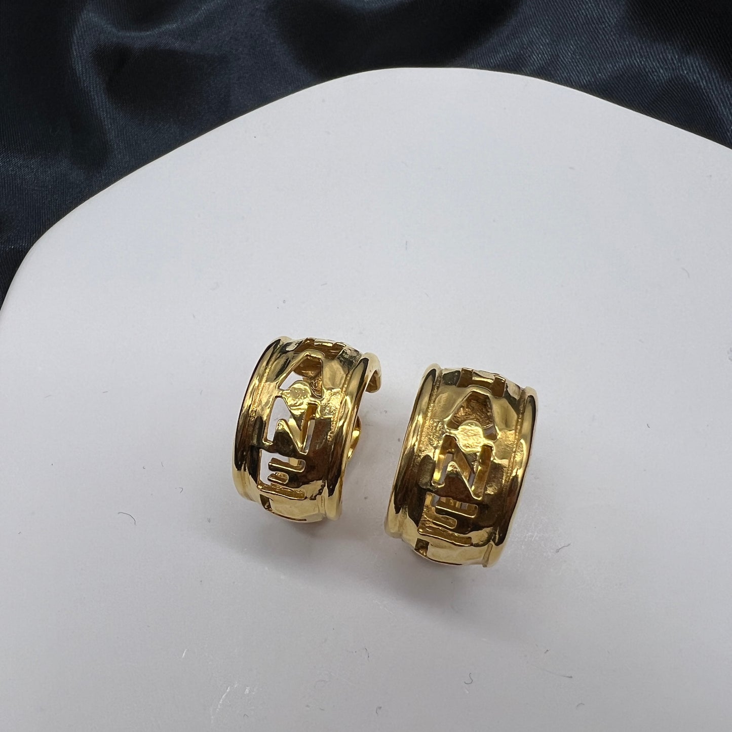 Chanel Vintage Logo Golden Clip-On Earrings