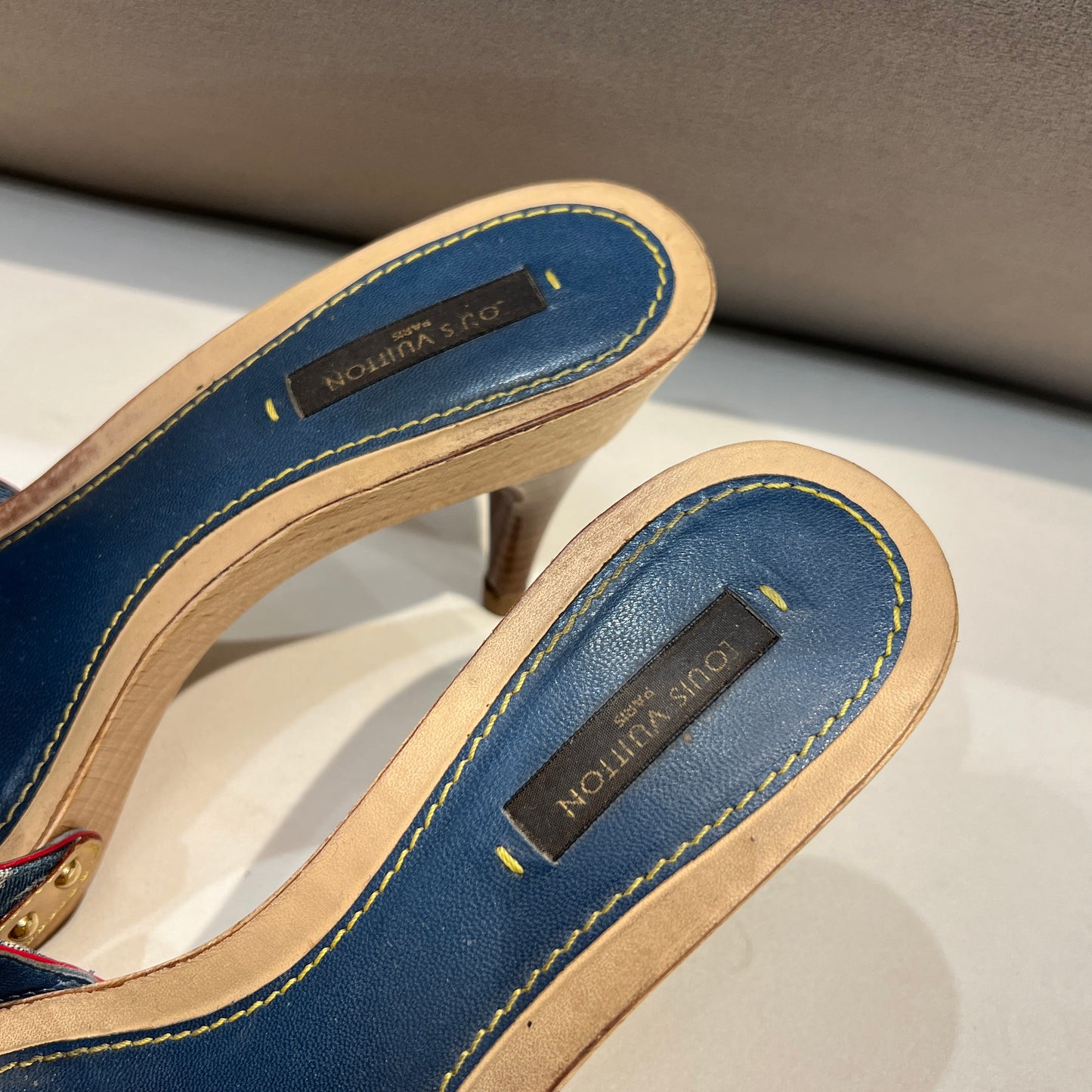 Louis Vuitton Monogram Ribbon Denim & Leather Sandals