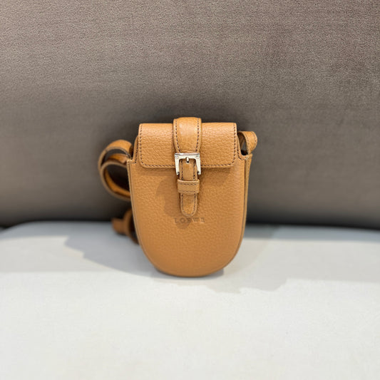 Loewe Vintage Grained Leather Mini Pouch In Tan Color