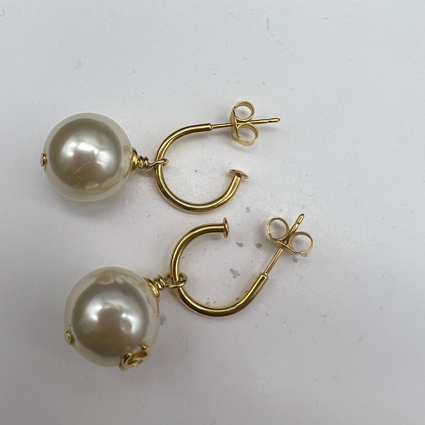 Chanel Vintage Golden Double C Pearl Pendants Earrings