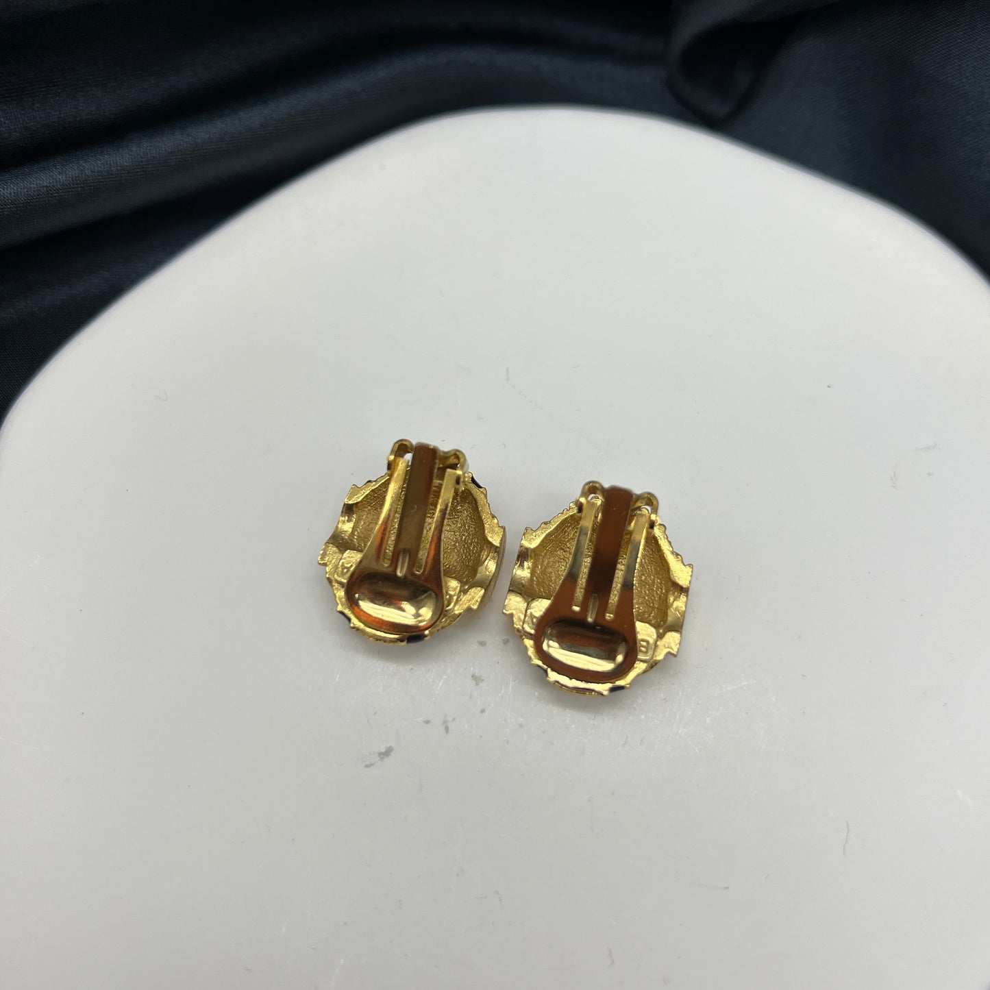 Balenciaga Vintage Lattice Pattern Golden Clip-On Earrings