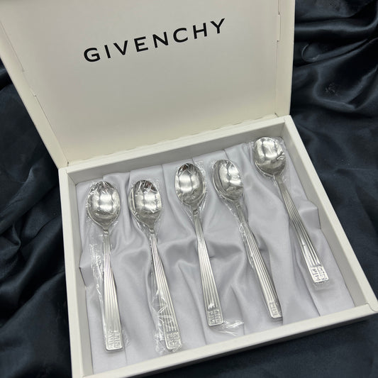 Givenchy Vintage Unused Silver Tea Spoon Set Of 5