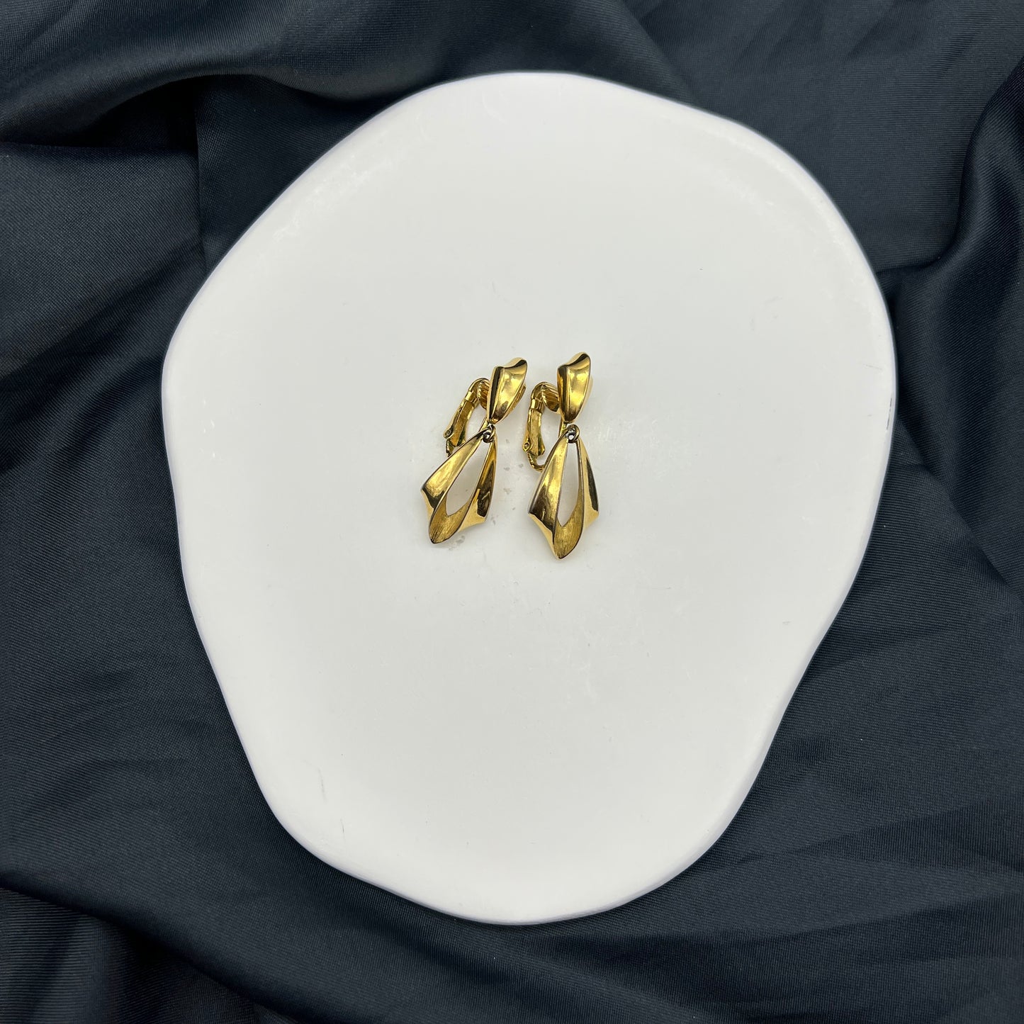 Givenchy Vintage Designed Shape Golden Clip-On Earrings