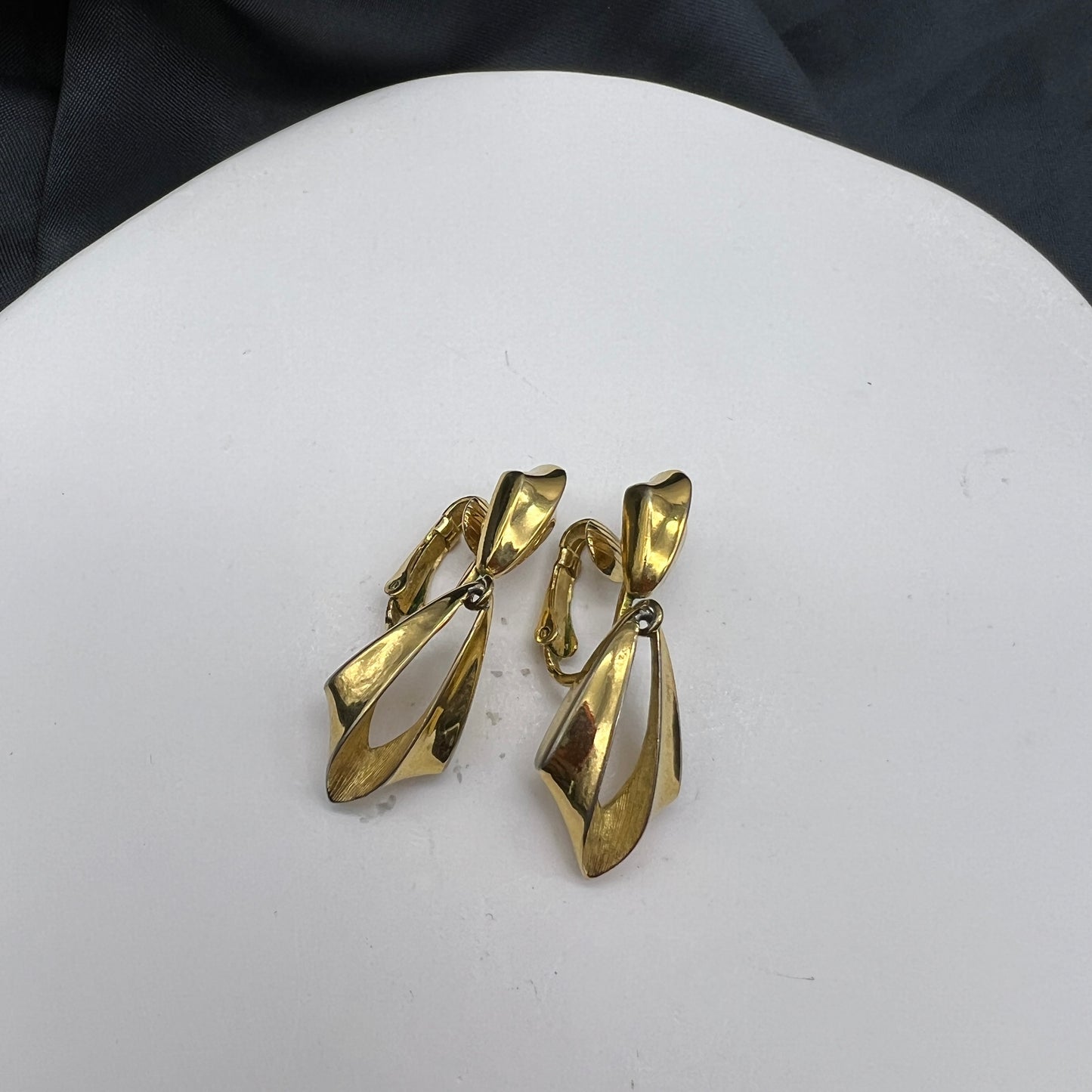 Givenchy Vintage Designed Shape Golden Clip-On Earrings