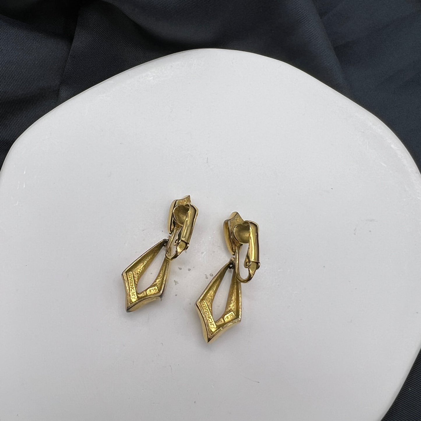 Givenchy Vintage Designed Shape Golden Clip-On Earrings