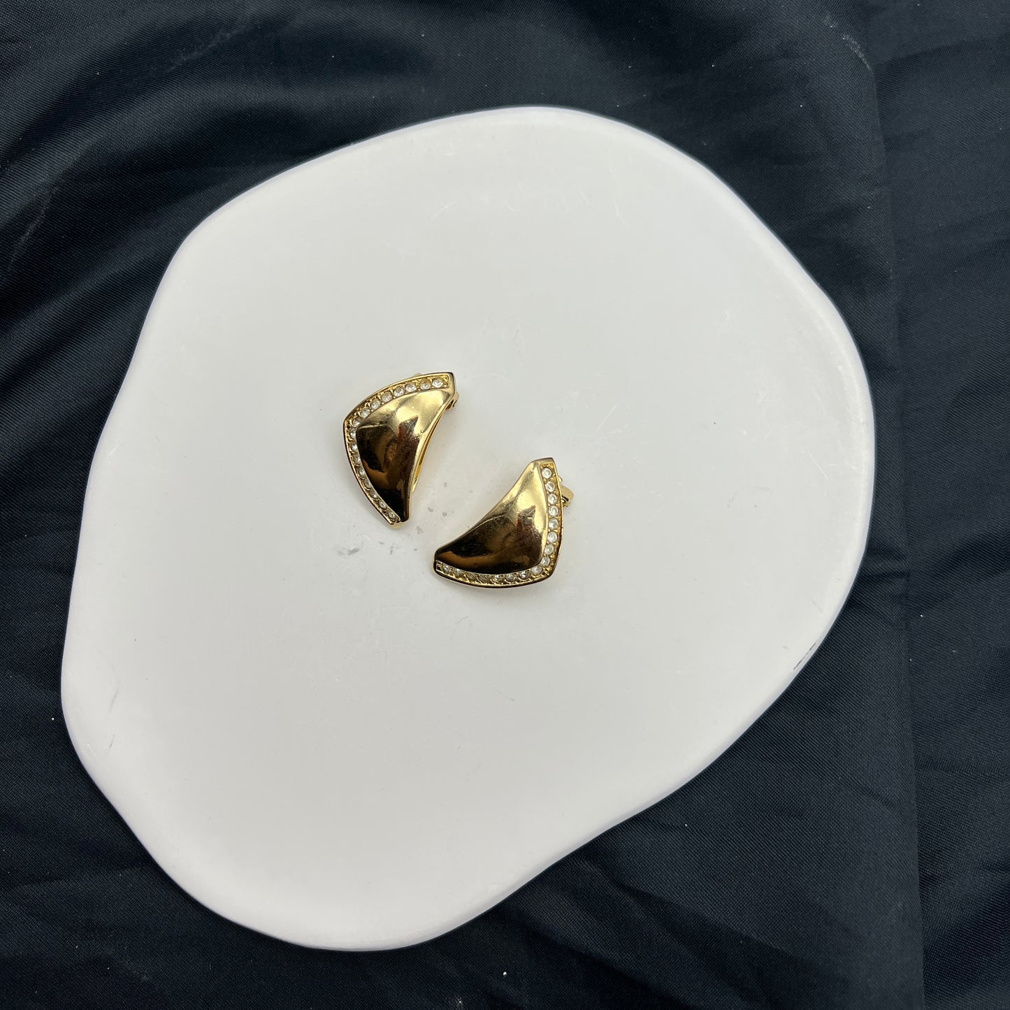 Christian Dior Vintage Triangle Golden Clip-On Earrings