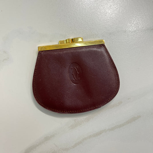 Cartier Vintage Must Line Burgundy Coin Case