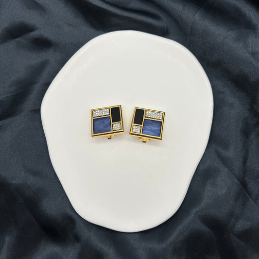 Yves Saint Laurent Vintage Y-Line Stylish Square Clip-On Earrings