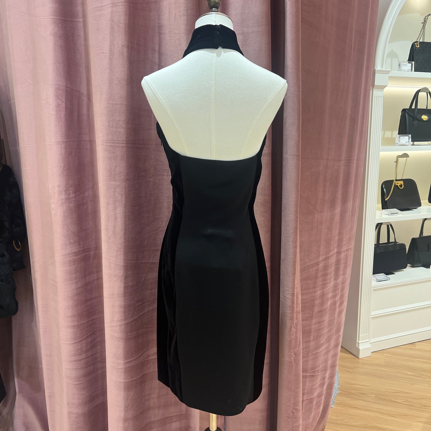 Celine Vintage Black Cocktail Dress With Open Back