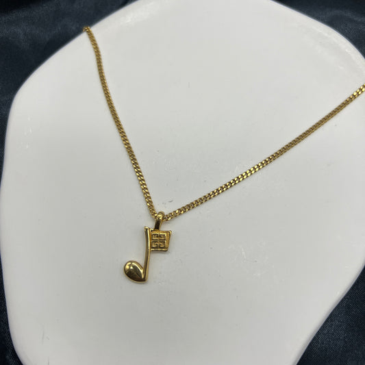 Givenchy Vintage Golden Musical Note Motif Necklace