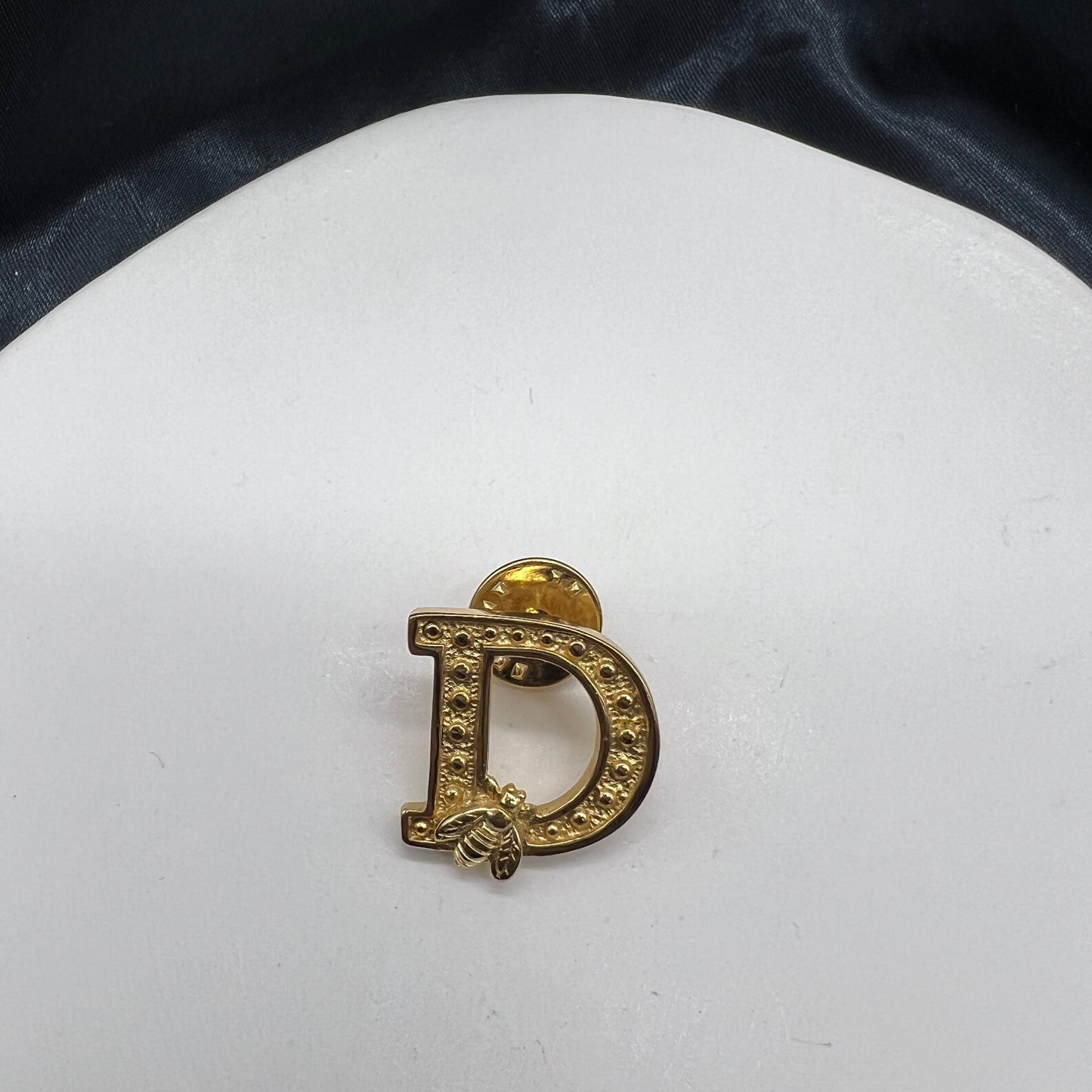 Christian Dior Vintage Golden D Logo With Bee Brooch