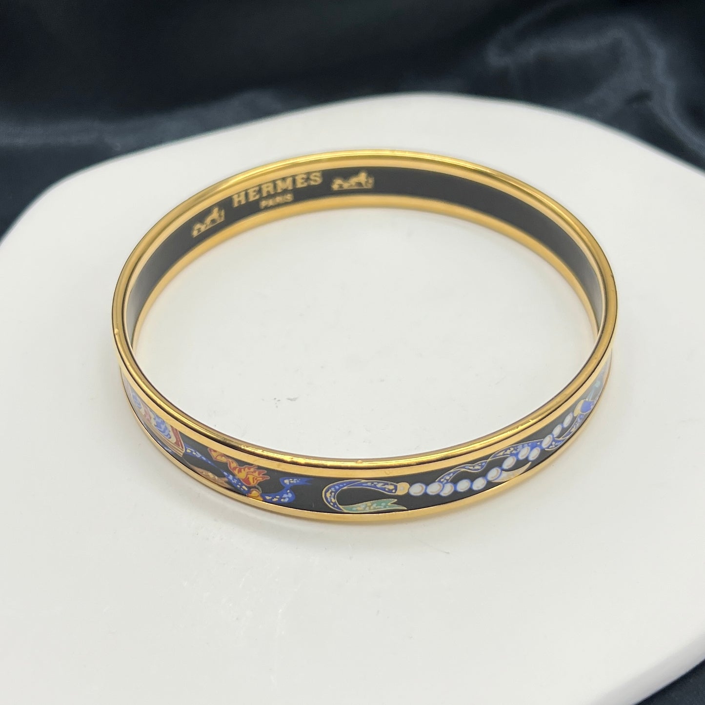 Hermes Vintage Enamel Cloisonne Fan Bangle