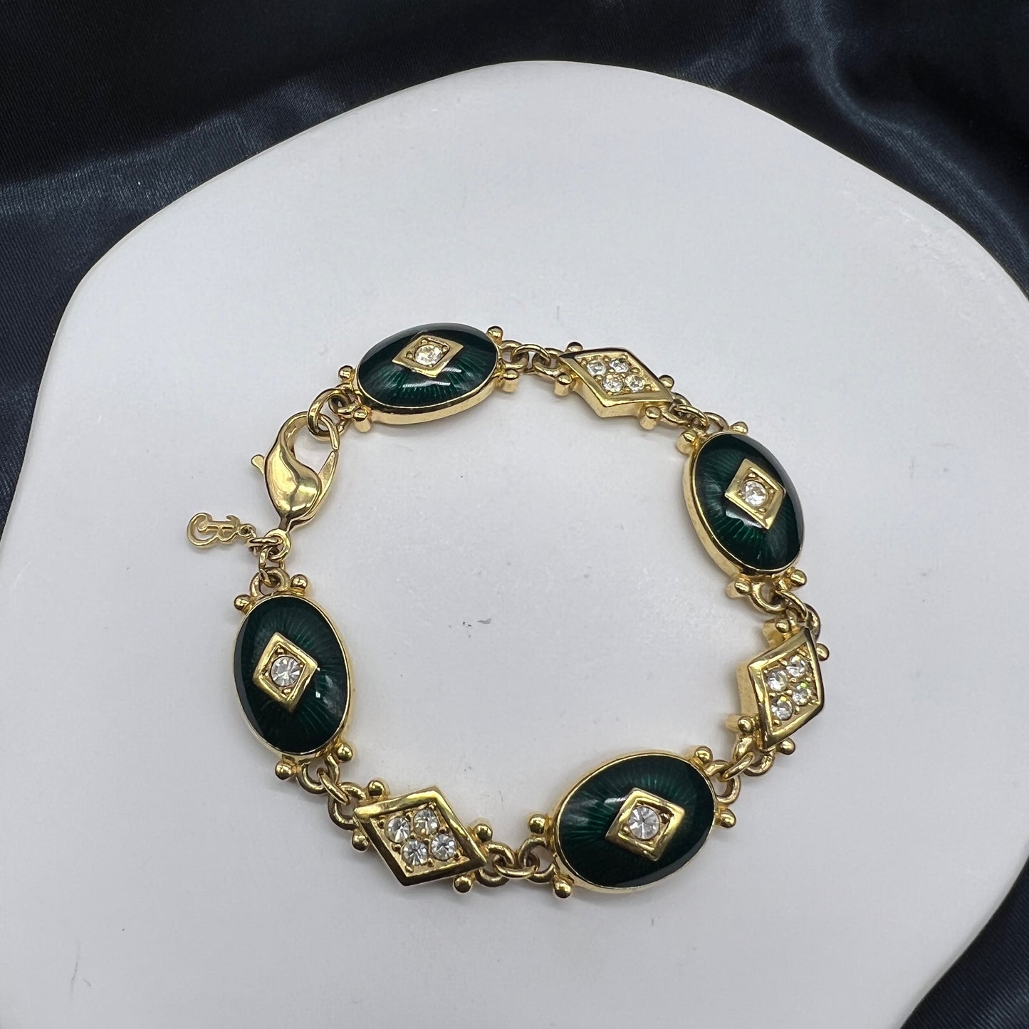 Burberry Vintage Emerald Green With Rhinestone Bracelet