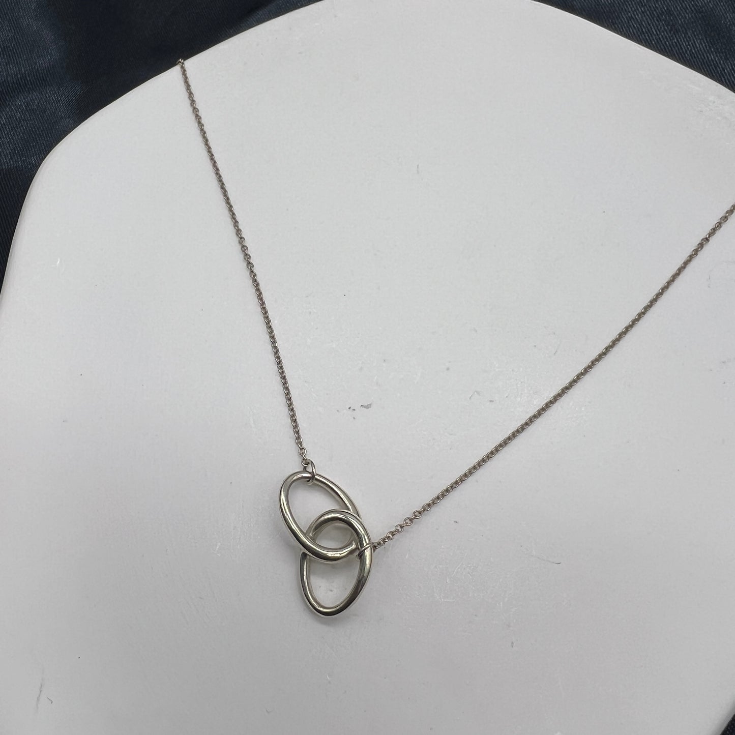 Tiffany Vintage Double Circle 925 Silver Necklace