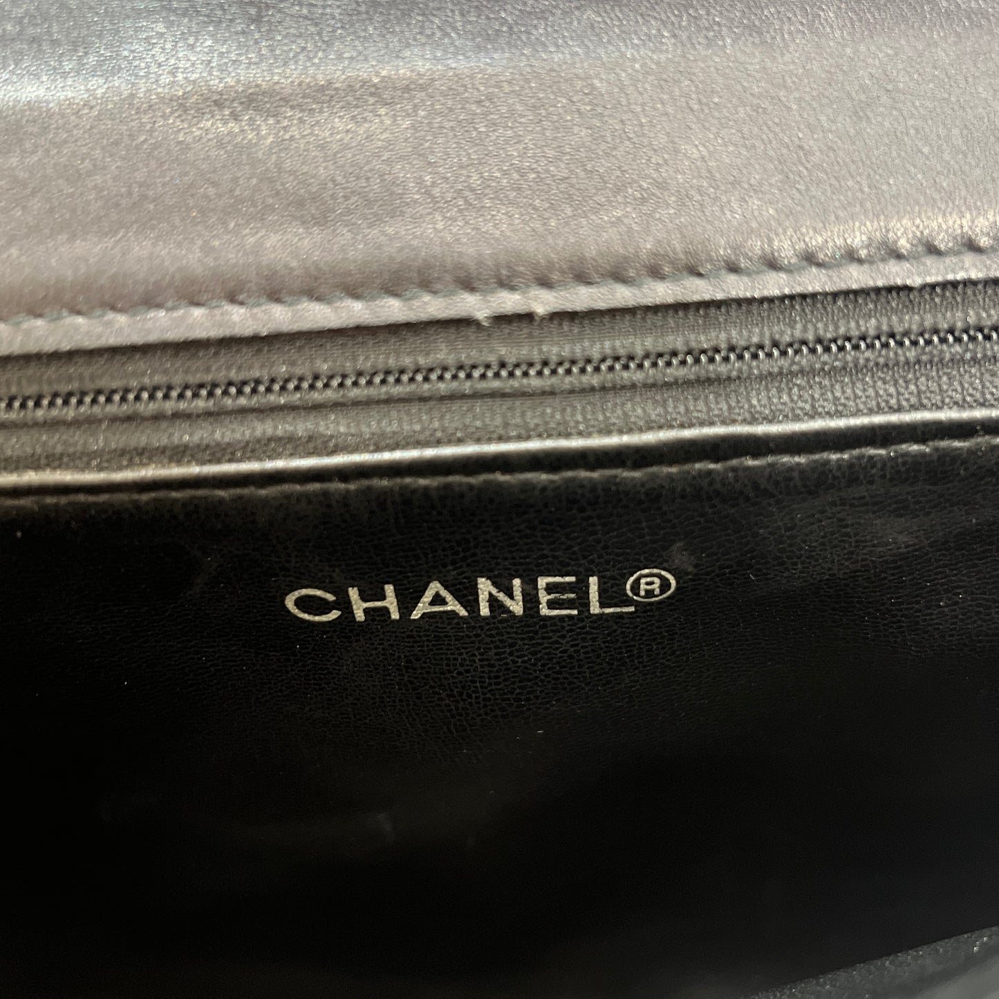 Chanel Vintage CC Golden Logo Black Lambskin Classic Jumbo Shoulder Bag