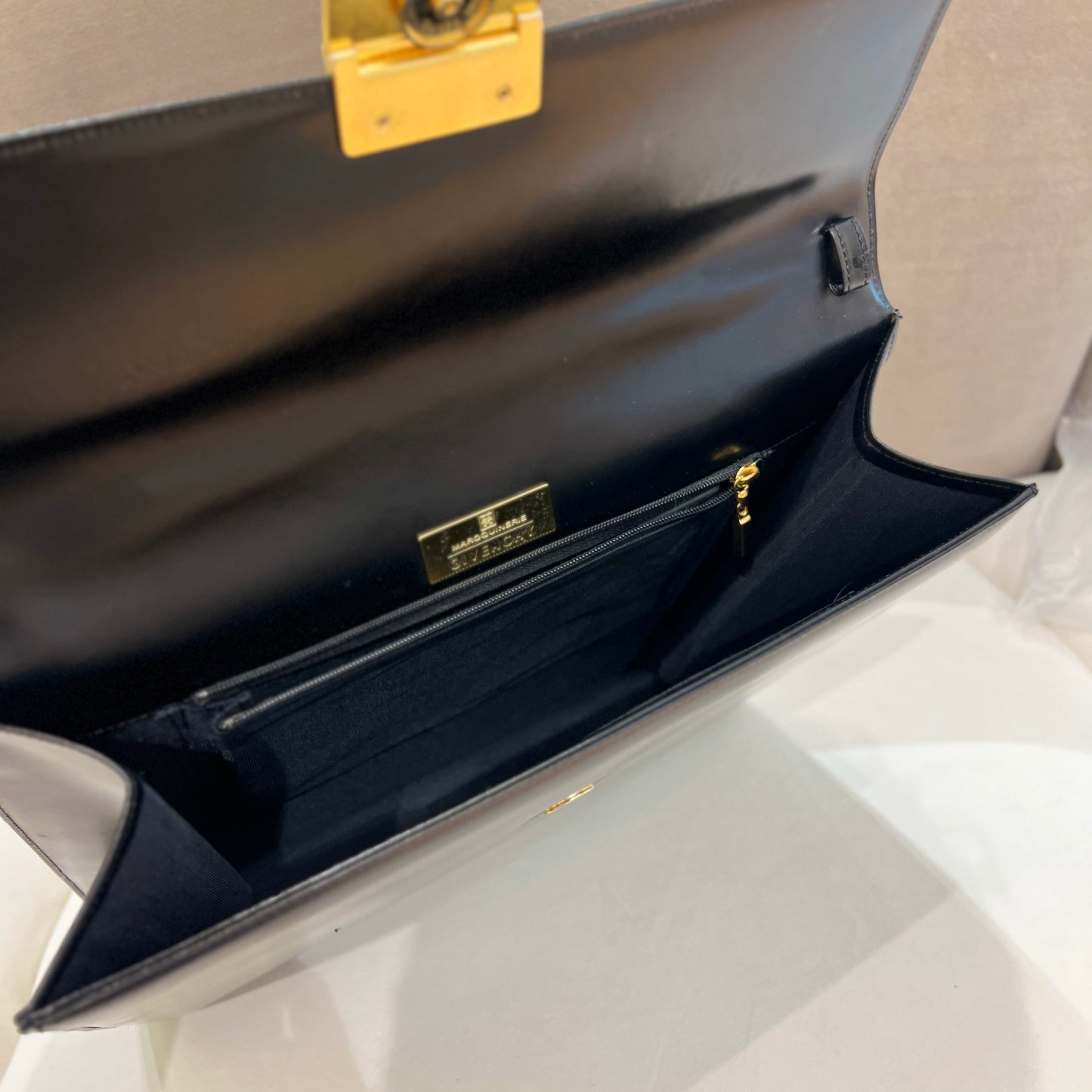 Givenchy Vintage 4G Golden Buckle Black Leather Handbag