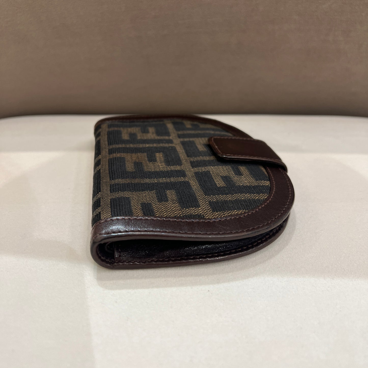 Fendi Vintage Zucca Bi-Fold Wallet With Brown Leather Interior