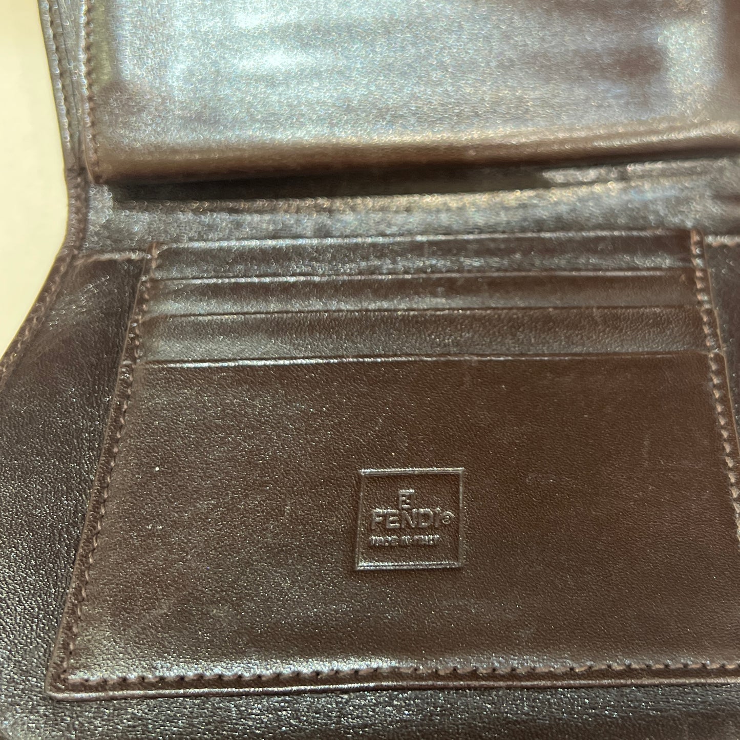 Fendi Vintage Zucca Bi-Fold Wallet With Brown Leather Interior