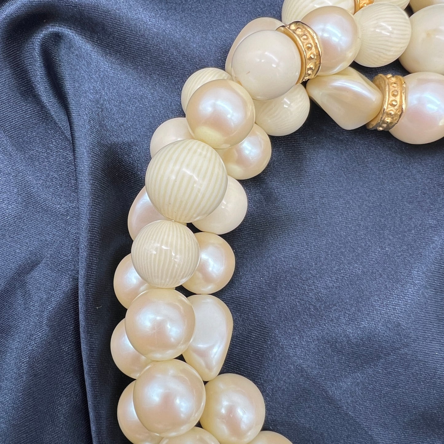 Givenchy Vintage Large Pearl With White Stone Golden Necklace