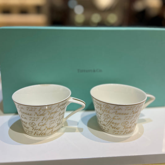 Tiffany Vintage Notes Tea Cup, Set Of 2