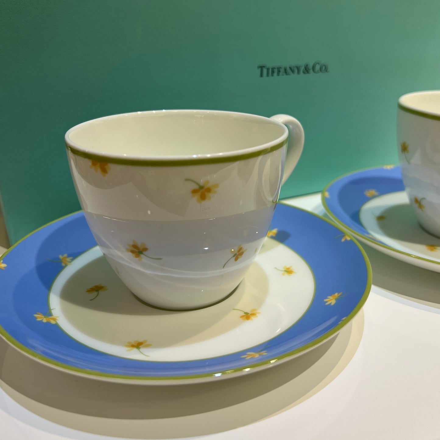 Tiffany Vintage Little Yellow Flower Tea Cup, Set Of 2