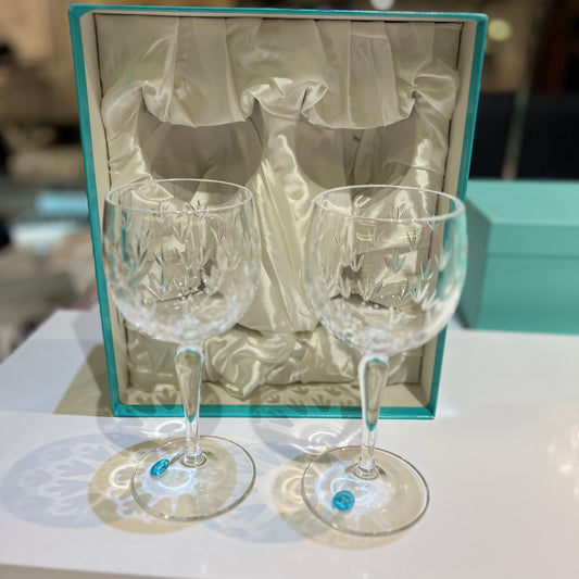 Tiffany Vintage Unused Pair Of 2 Floret Wine Glass Set