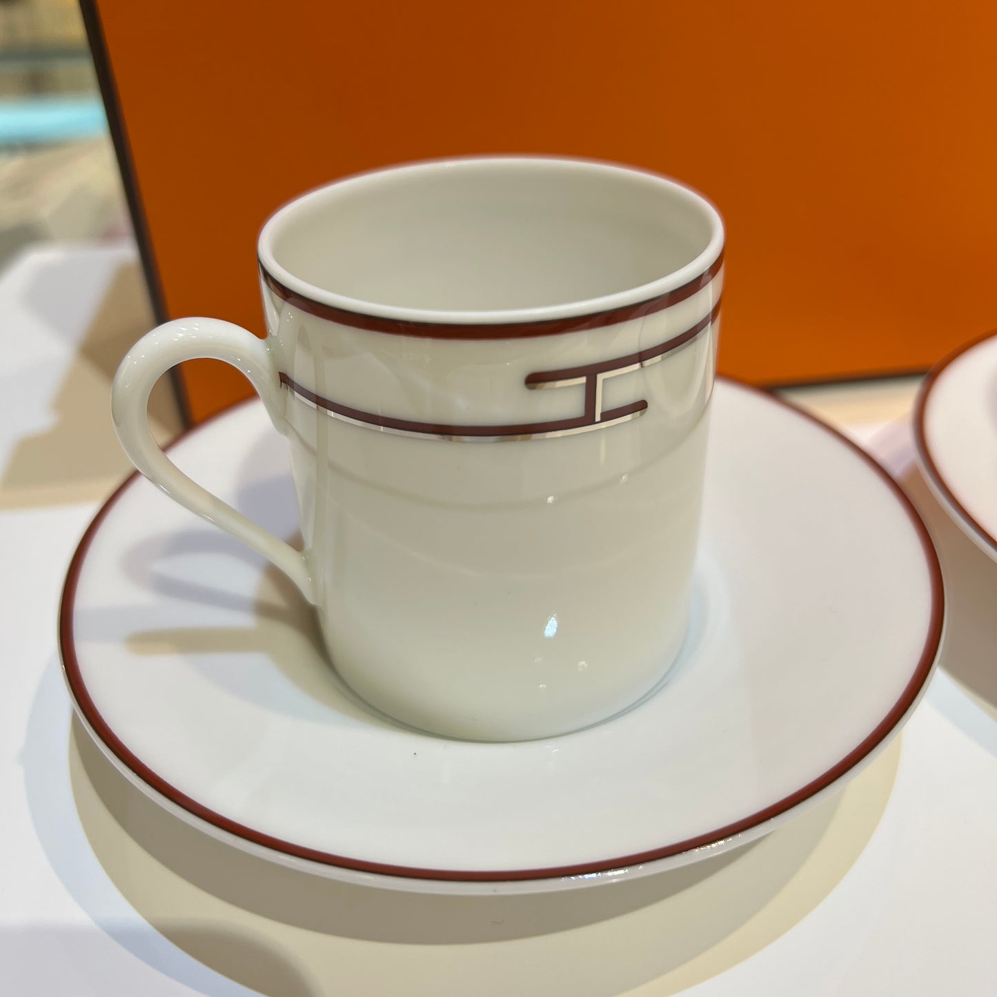 Hermes Vintage Rhythm Cup & Saucer, Set Of 2