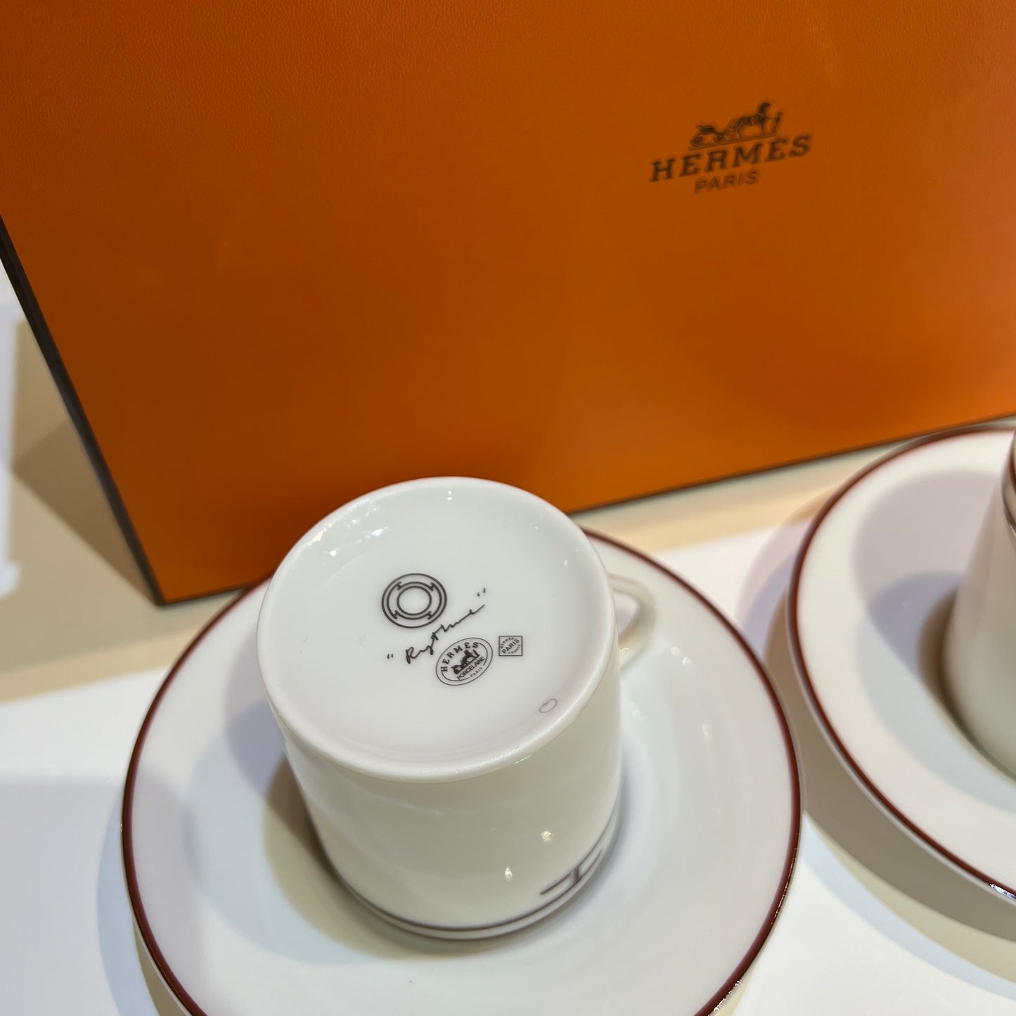 Hermes Vintage Rhythm Cup & Saucer, Set Of 2