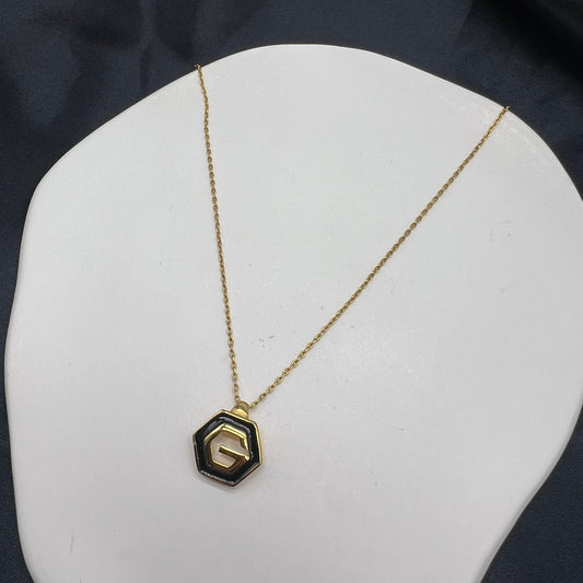 Givenchy Vintage Octagon G Logo Golden Necklace