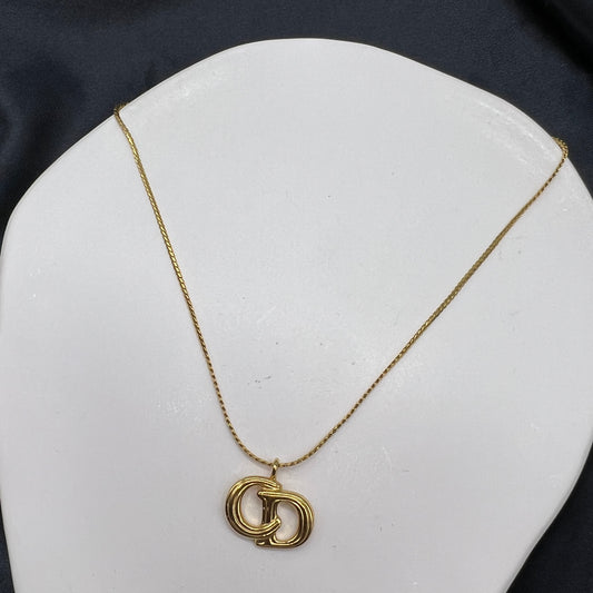 Christian Dior Vintage Cd Logo Golden Necklace