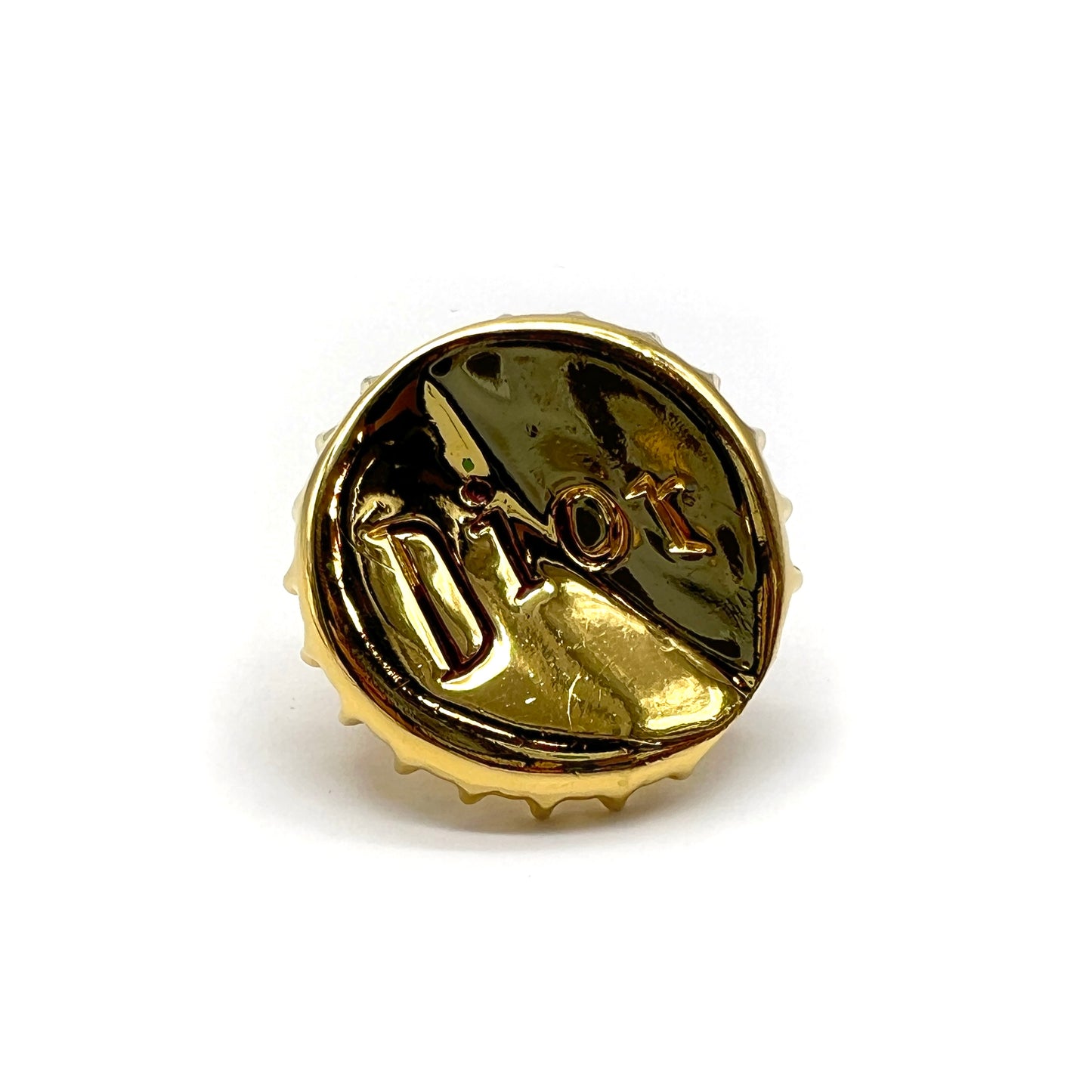 Christian Dior Vintage Dior Logo Golden Bottle Cap Ring