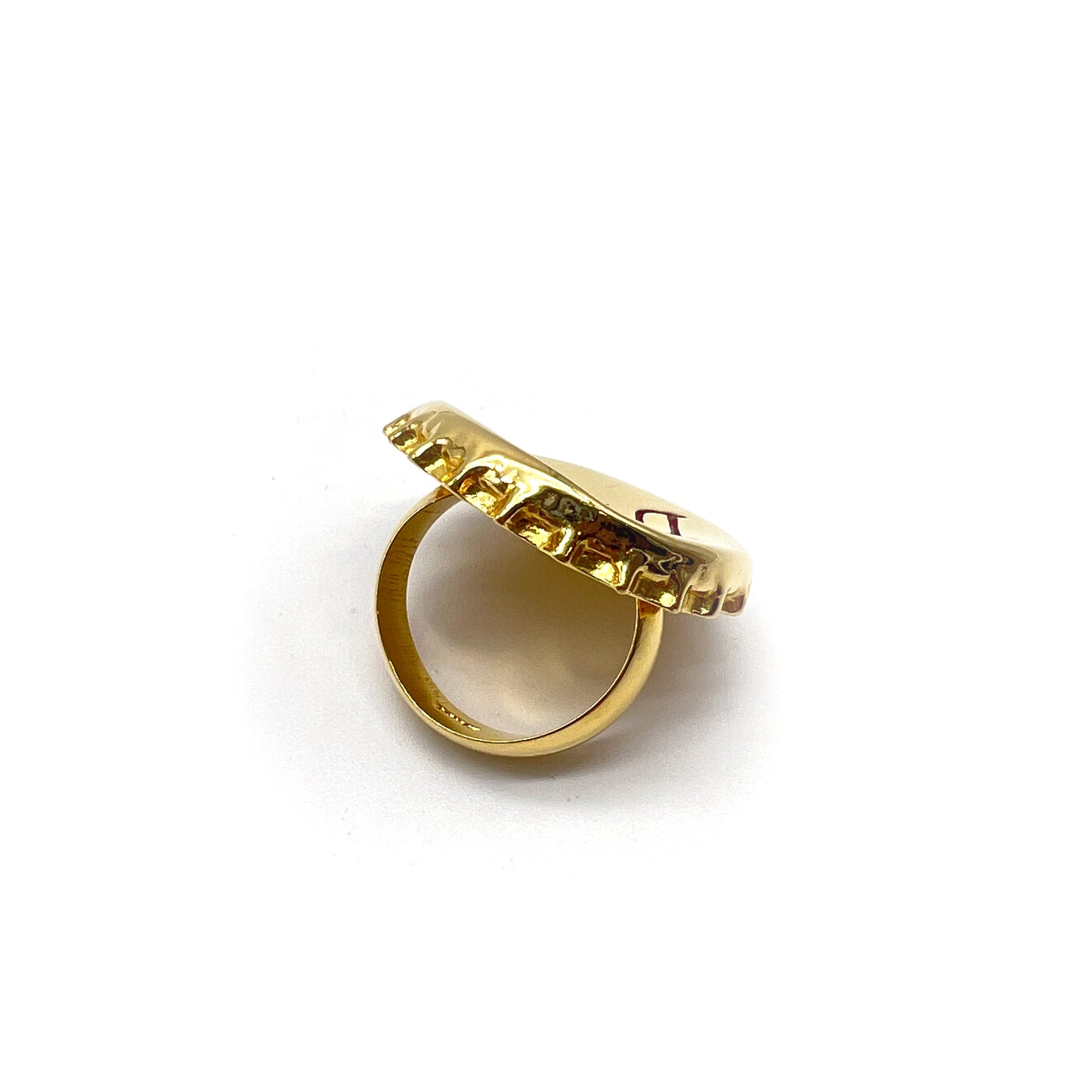 Christian Dior Vintage Dior Logo Golden Bottle Cap Ring