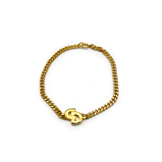 Christian Dior Vintage Cd Logo Golden Bracelet