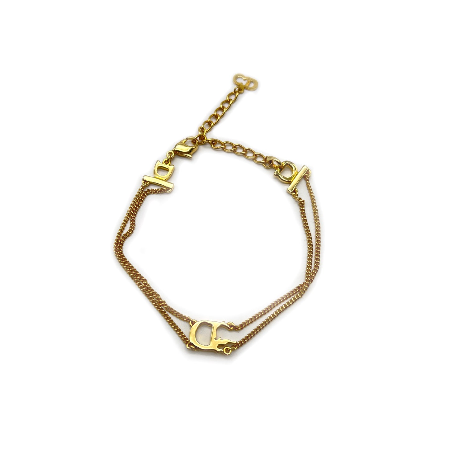 Christian Dior Vintage D Logo Golden Bracelet