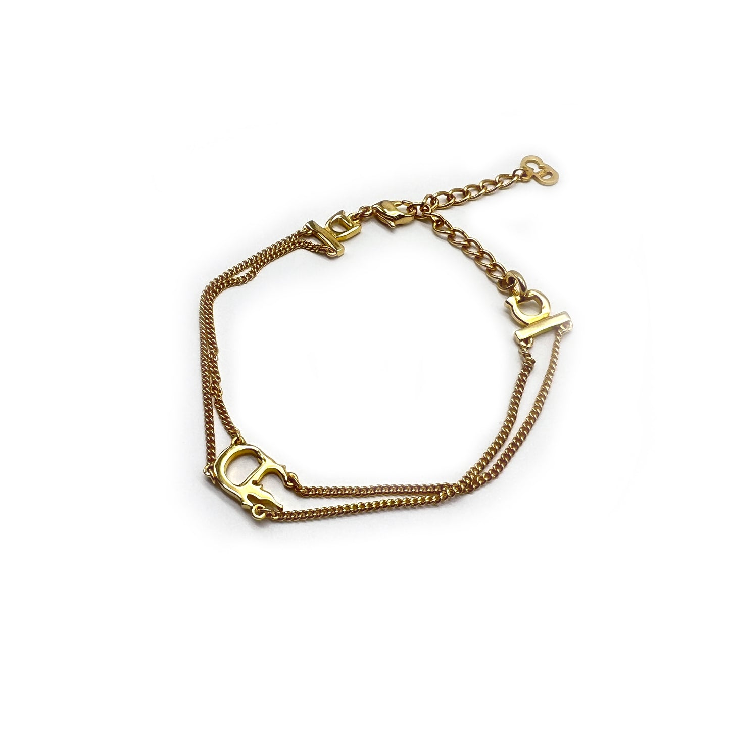 Christian Dior Vintage D Logo Golden Bracelet