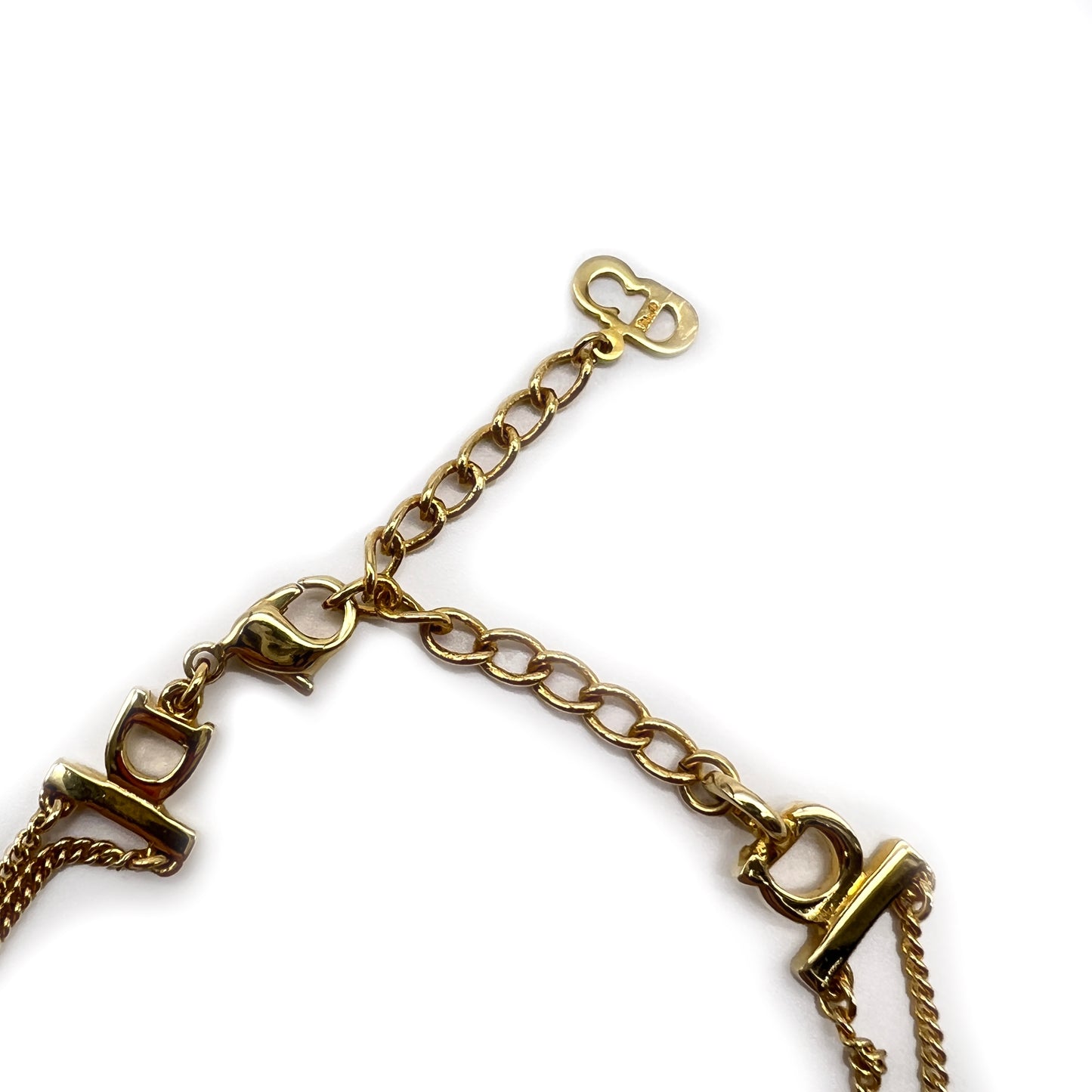 Christian Dior Vintage D Logo Golden Bracelet