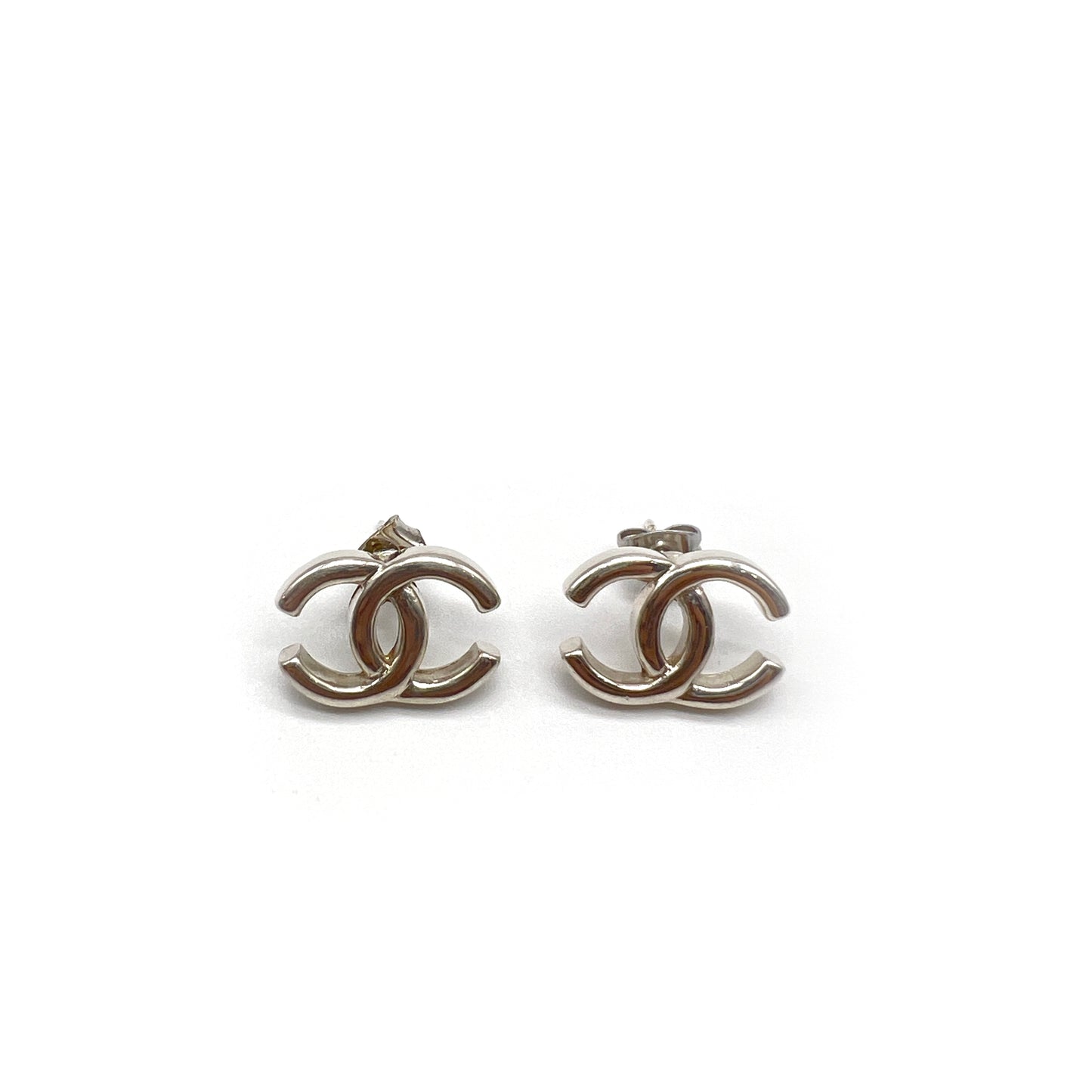 Chanel Vintage CC Logo Silver Earrings