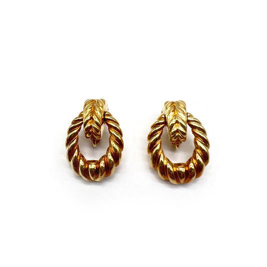 Christian Dior Vintage Twist Golden Clip-On Earrings