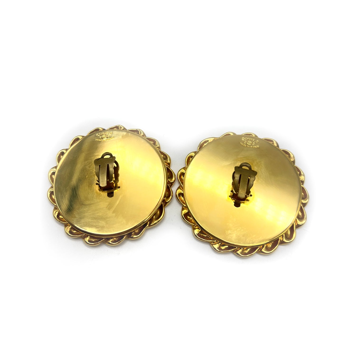 Chanel Vintage CC Logo Large Size Golden Clip-On Earrings