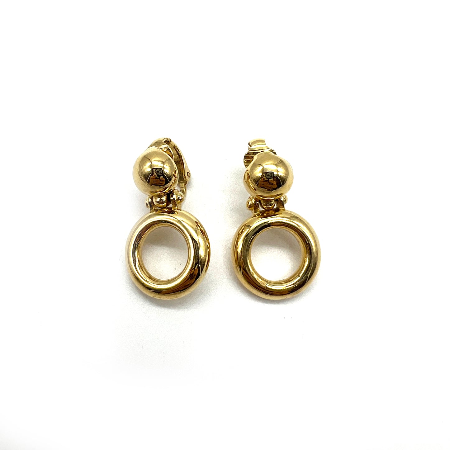 Givenchy Vintage Golden Circle Dangling Clip-On Earrings