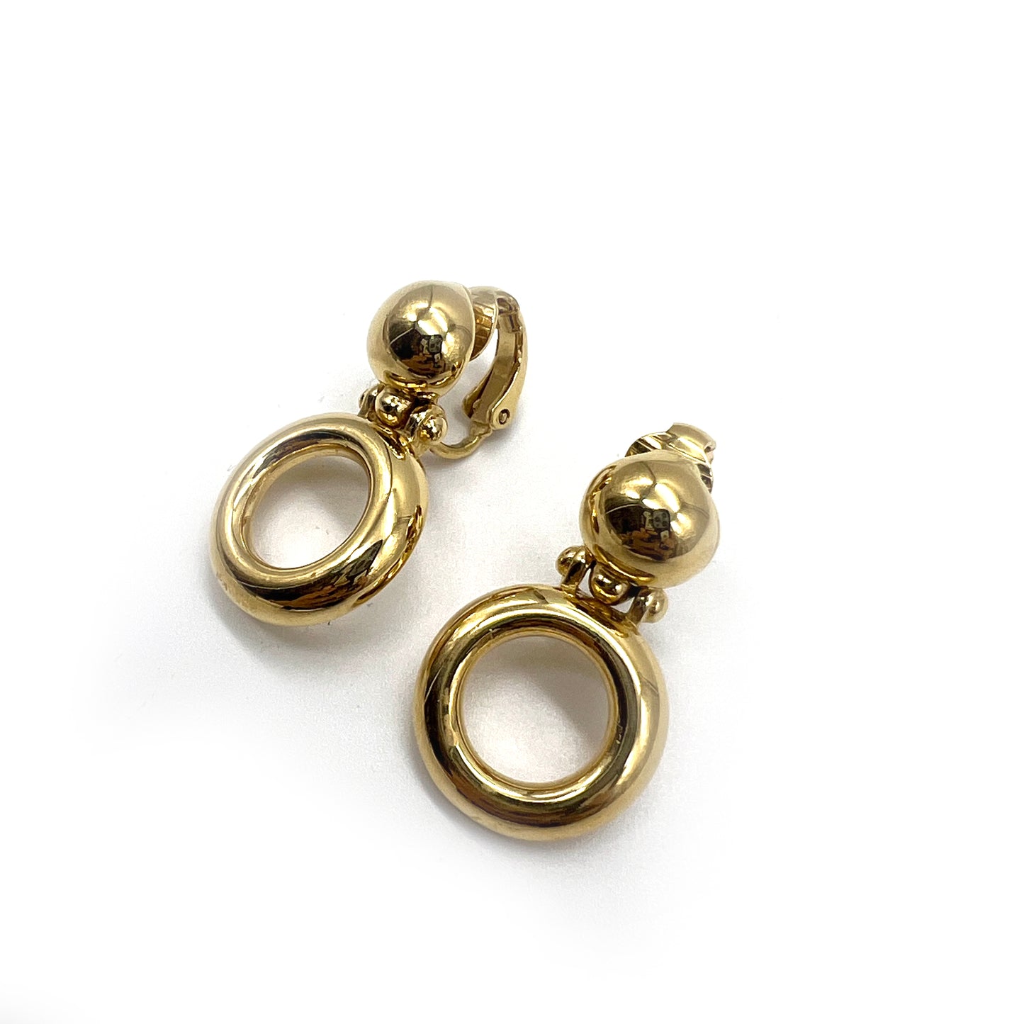 Givenchy Vintage Golden Circle Dangling Clip-On Earrings