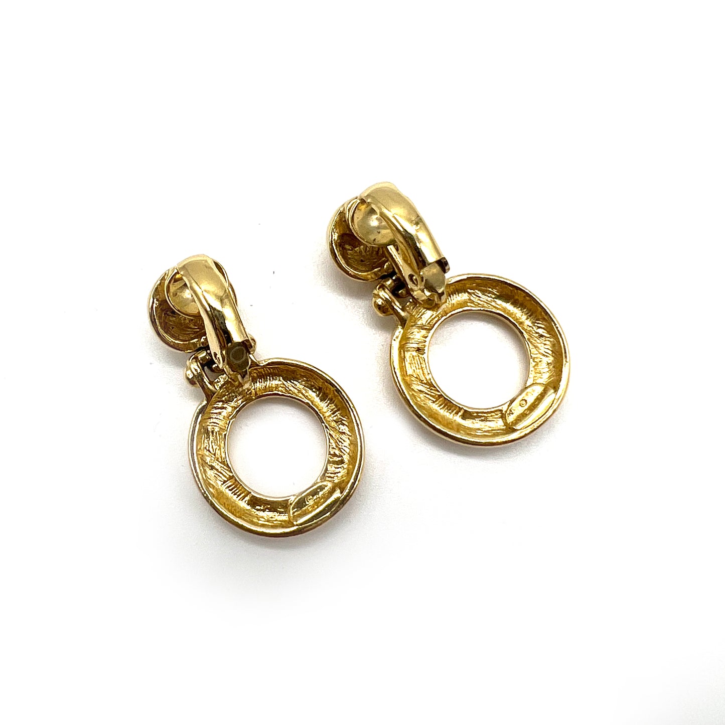 Givenchy Vintage Golden Circle Dangling Clip-On Earrings