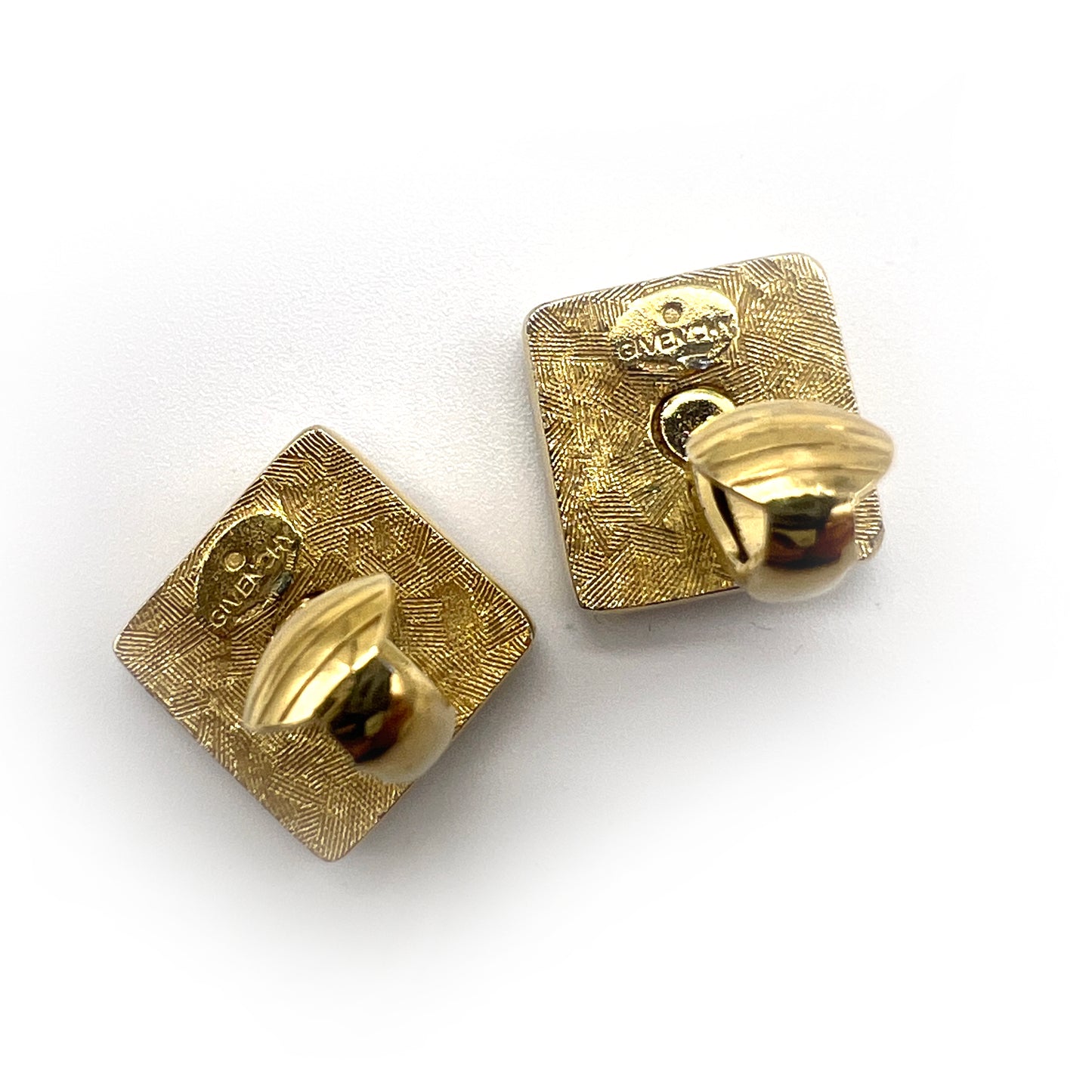 Givenchy Vintage 4G Logo Rhinestone Golden Clip-On Earrings