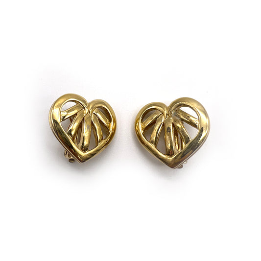 Givenchy Vintage Golden Heart Clip-On Earrings