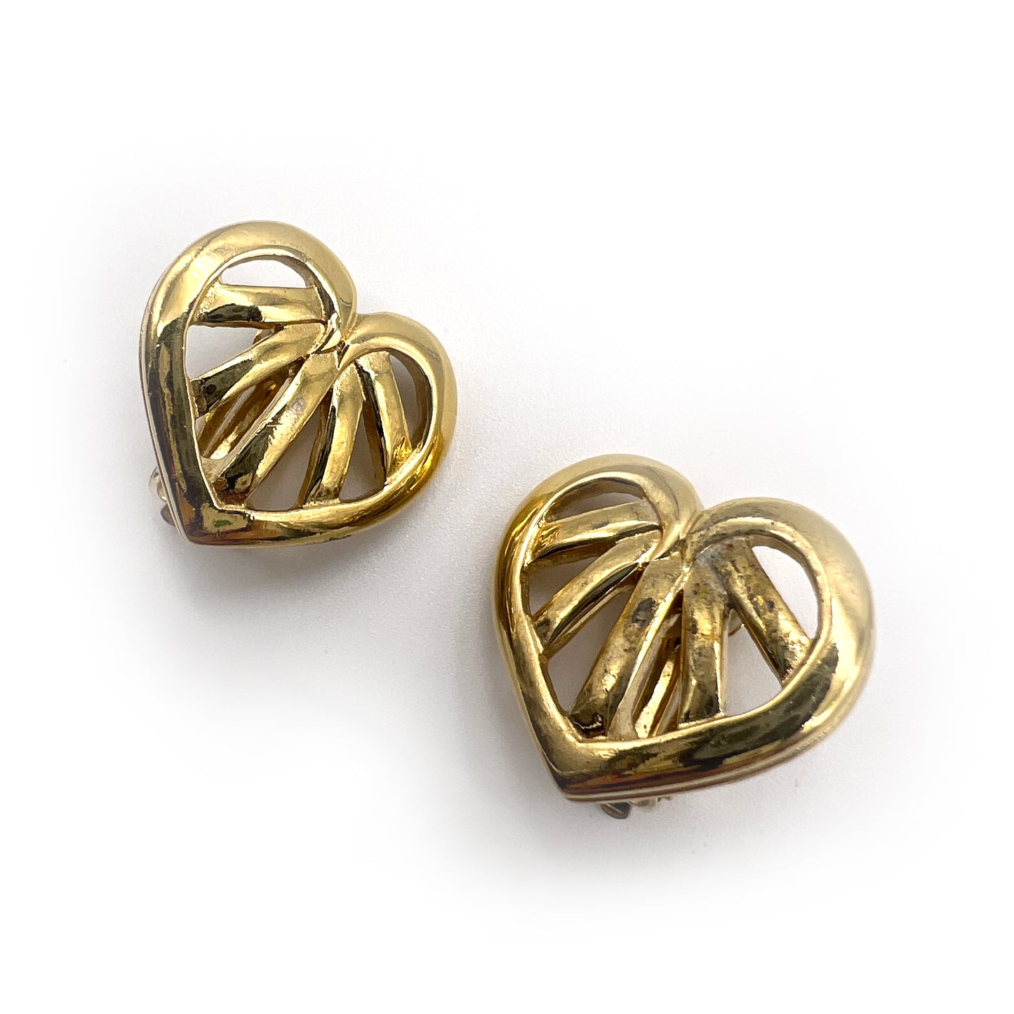 Givenchy Vintage Golden Heart Clip-On Earrings